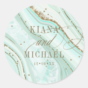 Abstract Agate Wedding V2 Mint ID827 Classic Round Sticker