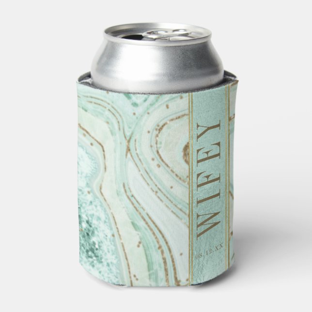 Abstract Agate Wedding Wifey Mint ID827 Can Cooler (Can Front)