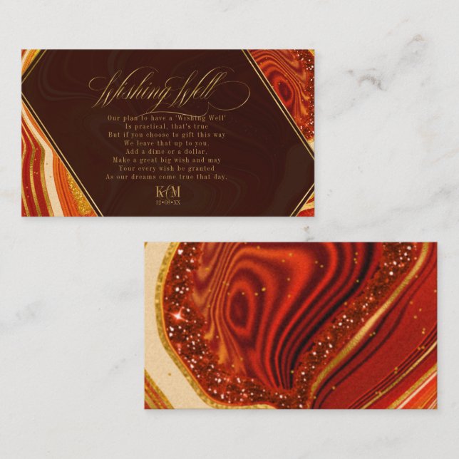 Abstract Agate Wishing Well V1 Hot Orange ID827 Enclosure Card (Front/Back)