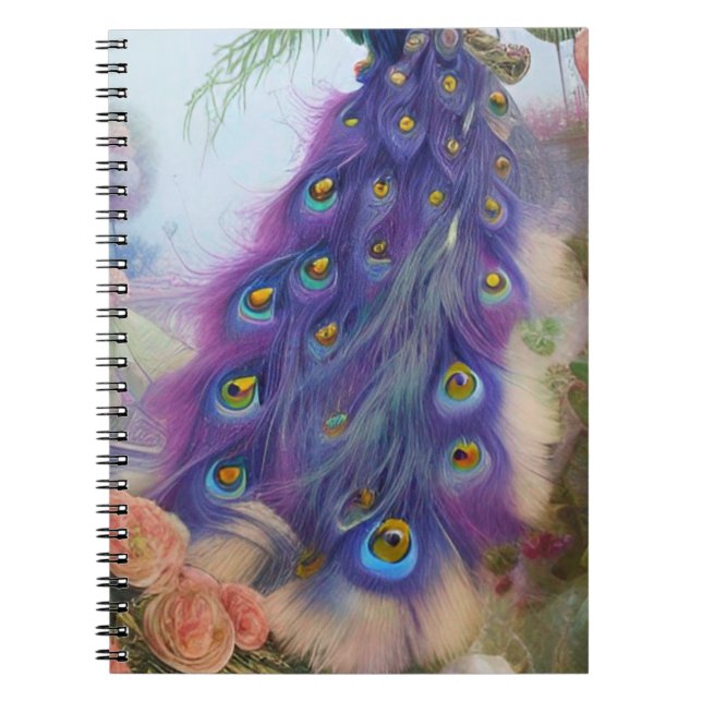 Abstract AI Art Purple Peacock feather tail   Notebook (Front)