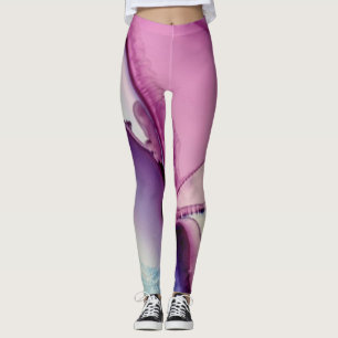 Abstract Alcohol Ink Art Pink Purple Blue White Leggings