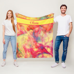 Abstract Alcohol Ink Art With Name Fleece Blanket