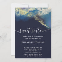 Abstract alcohol ink gold  modern script   invitat