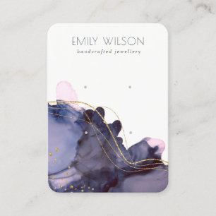Abstract Alcohol Ink Gold Navy 2 Earring Display Business Card