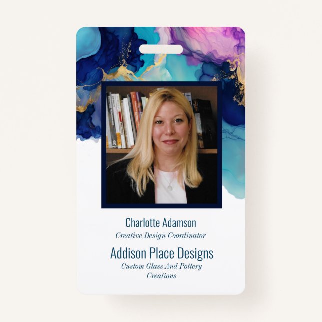 Abstract Alcohol Ink Image Employee Security Badge ID Badge (Front)