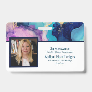 Abstract Alcohol Ink Image Employee Security Badge ID Badge