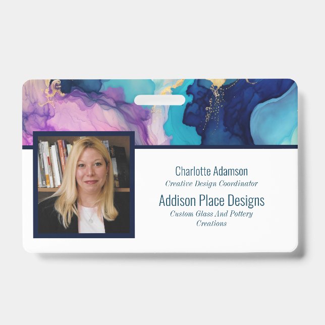 Abstract Alcohol Ink Image Employee Security Badge ID Badge (Front)