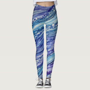 Abstract Alcohol Ink Liquid Art Blue Purple Leggings