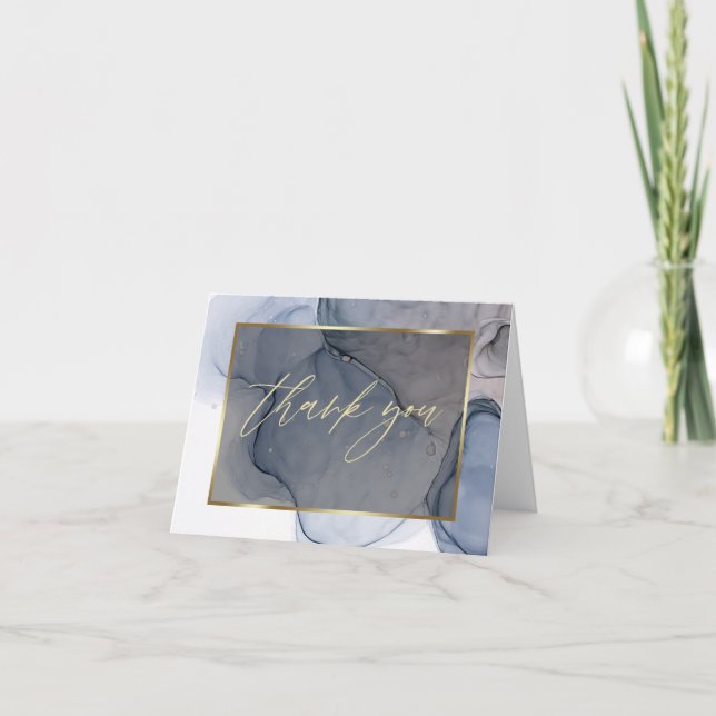 Abstract Alcohol Ink Mauve Dusty Plum BLK Thank You Card (Front)