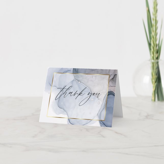 Abstract Alcohol Ink Mauve Dusty Plum  Thank You Card (Front)