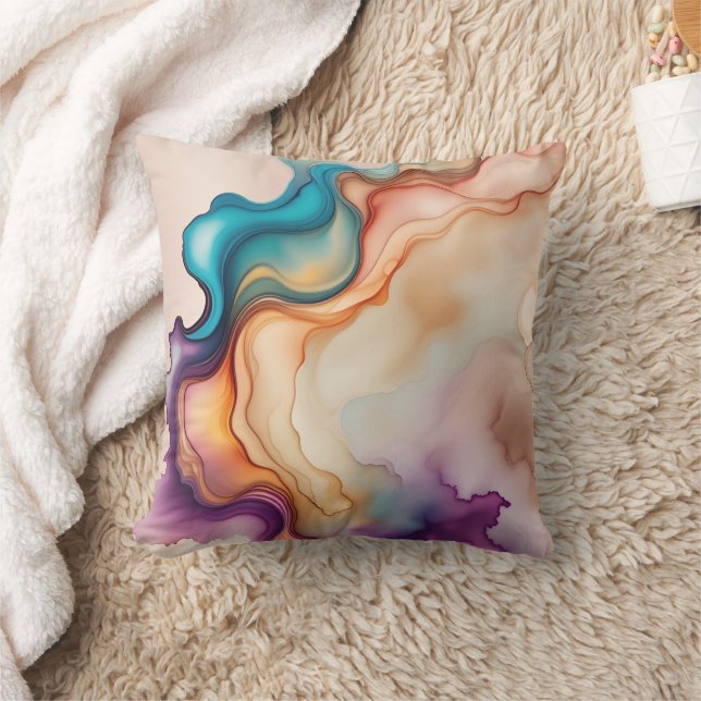 Abstract Alcohol Ink Spill Cushion (Blanket)