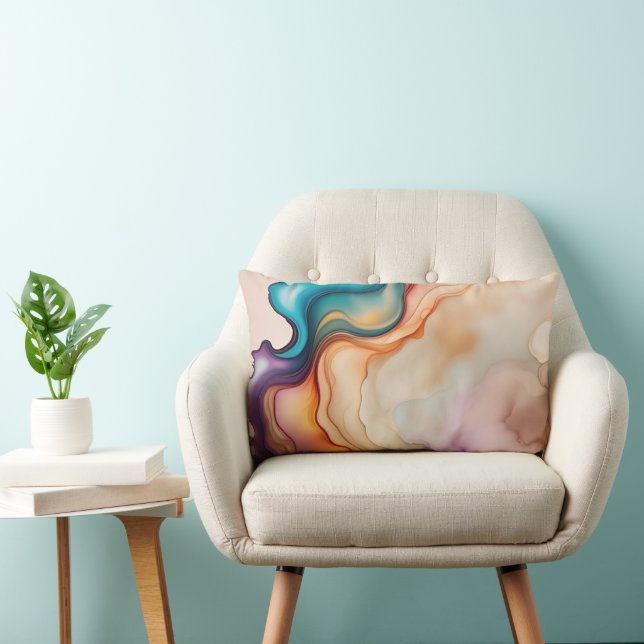 Abstract Alcohol Ink Spill Lumbar Cushion (Chair)