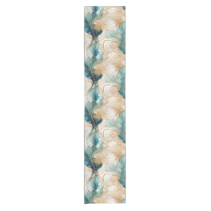 Abstract Alcohol Ink Table Runner with Gold Border