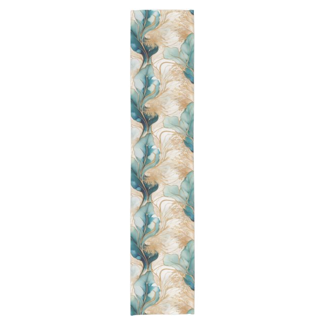 Abstract Alcohol Ink Table Runner with Gold Border (Front)