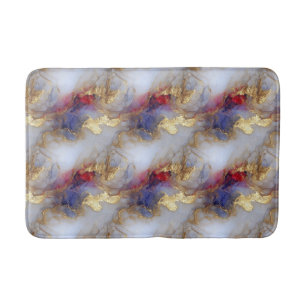 Abstract Alcohol Ink Texture with Gold Accents Bath Mat