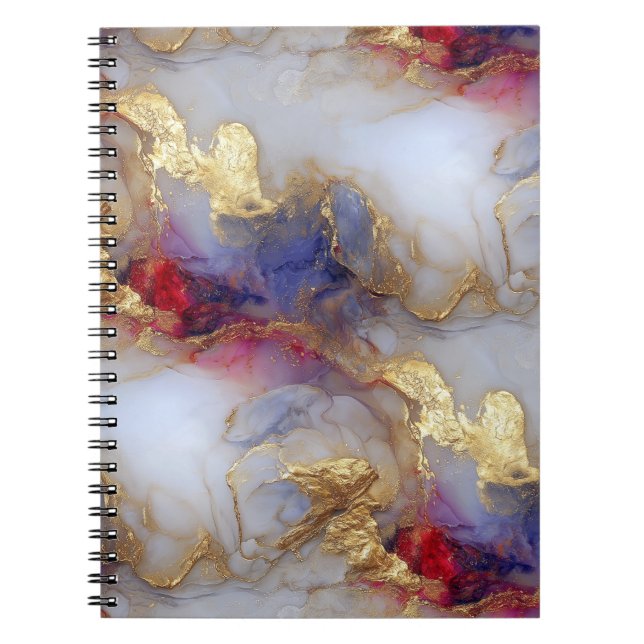Abstract Alcohol Ink Texture with Gold Accents Notebook (Front)