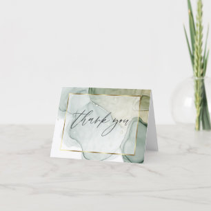 Abstract Alcohol Ink Vibrant Greens Thank You Card