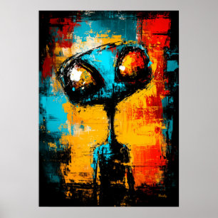 Abstract Alien Contemporary Expressionist Portrait Poster