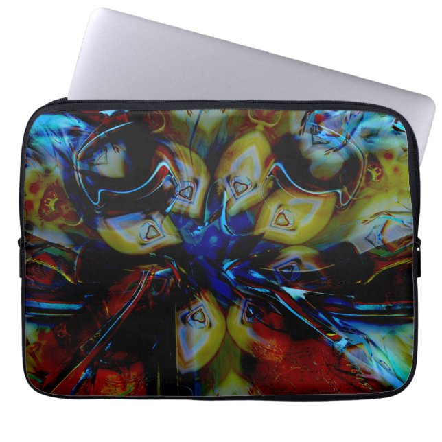 Abstract almonds under showy deformed dark glass   laptop sleeve (Front)