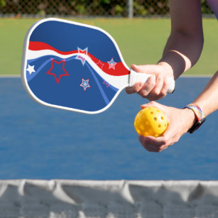 Abstract Americal flag Pickleball Paddle
