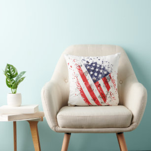 Abstract American Flag Art Print Cushion