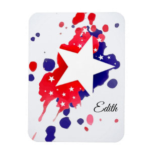 Abstract American Flag Stars and Stripes with Name Magnet