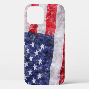 Abstract American Flag, Watercolor Style. iPhone 12 Case