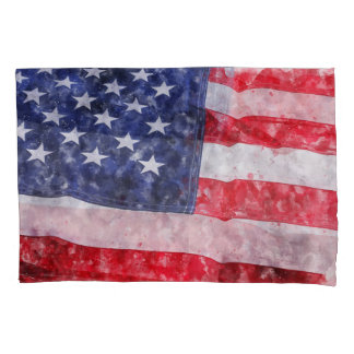 Abstract American Flag, Watercolor Style. Pillowcase