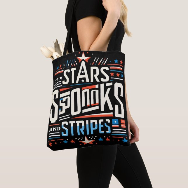 Abstract Americana: Stars, Spooks, and Stripes Tote Bag (Close Up)