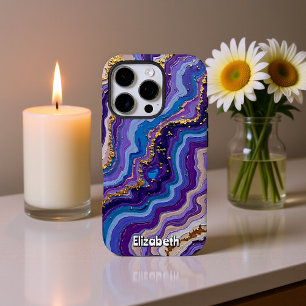 Abstract Amethyst and Gold iPhone 16 Pro Case