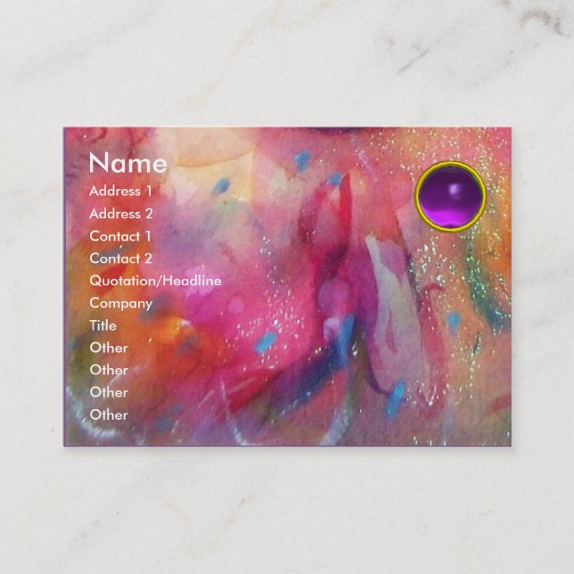 ABSTRACT AMETHYST ,bright red pink blue purple Business Card (Front)