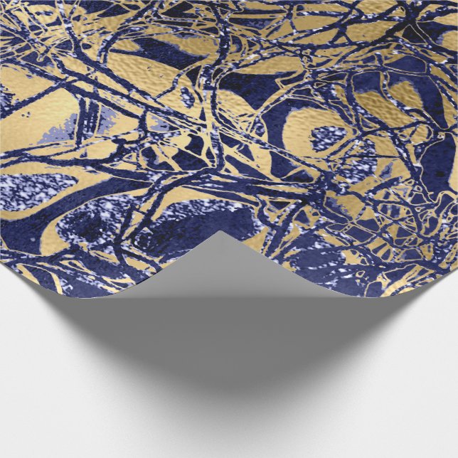 Abstract Anatomy Body Nature Cell Gold Blue Navy Wrapping Paper (Corner)
