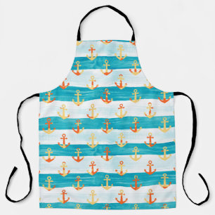 Abstract anchors: watercolor stripe pattern. apron