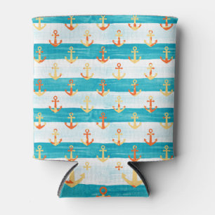 Abstract anchors: watercolor stripe pattern. can cooler