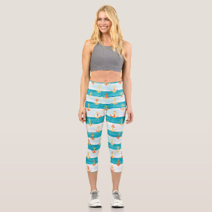 Abstract anchors: watercolor stripe pattern. capri leggings