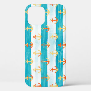 Abstract anchors: watercolor stripe pattern. iPhone 12 case