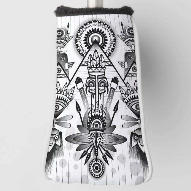 Abstract Ancient Native Indian Tribal Golf Head Cover (Rotate 90)