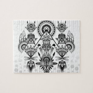 Abstract Ancient Native Indian Tribal Jigsaw Puzzle