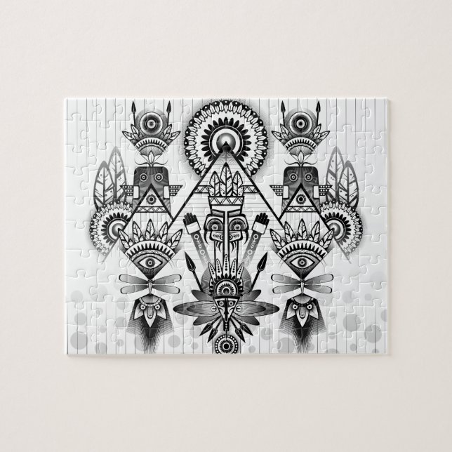 Abstract Ancient Native Indian Tribal Jigsaw Puzzle (Horizontal)