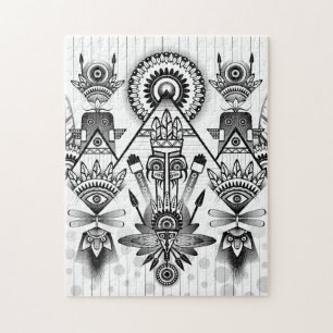 Abstract Ancient Native Indian Tribal Jigsaw Puzzle
