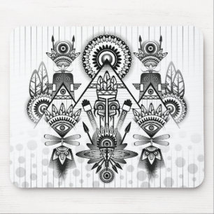 Abstract Ancient Native Indian Tribal Mouse Mat