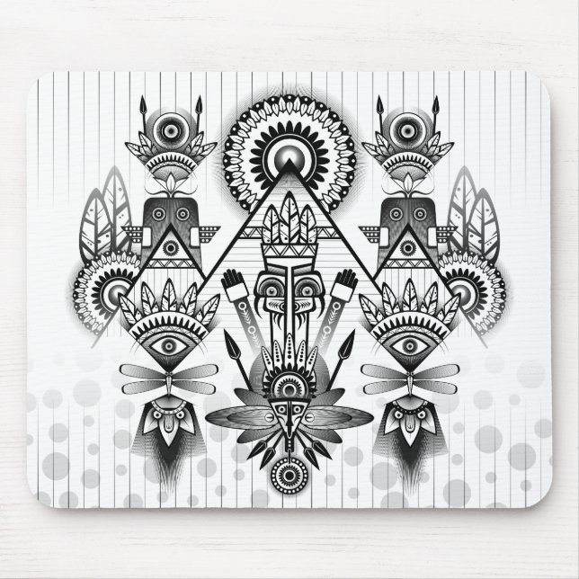 Abstract Ancient Native Indian Tribal Mouse Mat (Front)