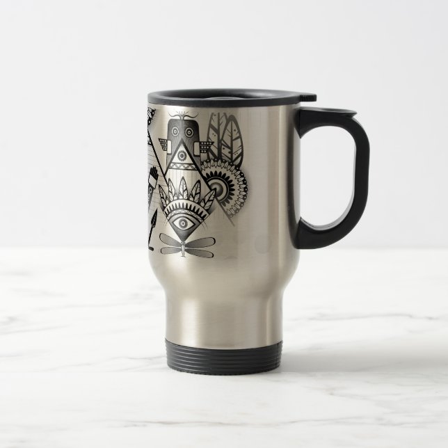 Abstract Ancient Native Indian Tribal Travel Mug (Right)