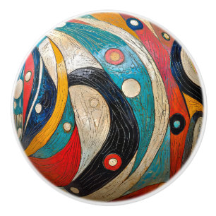 Abstract and Colourful Ceramic Knob