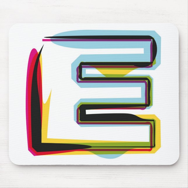 Abstract and colourful letter E Mouse Mat (Front)