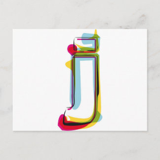 Abstract and colourful letter j postcard