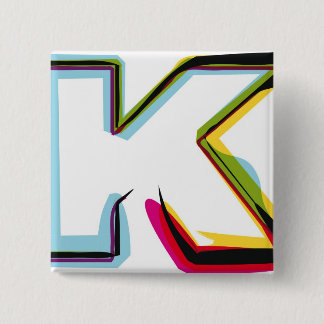 Abstract and colourful letter K 15 Cm Square Badge