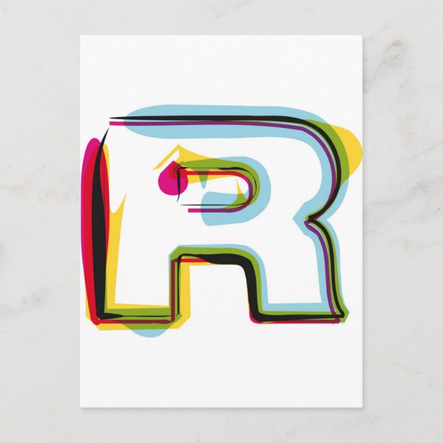 Abstract and colourful letter R Postcard (Front)