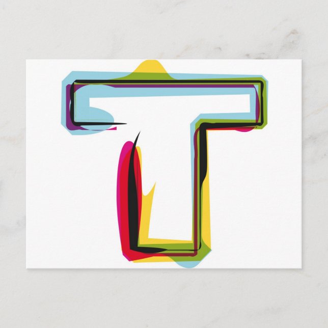 Abstract and colourful letter T Postcard (Front)