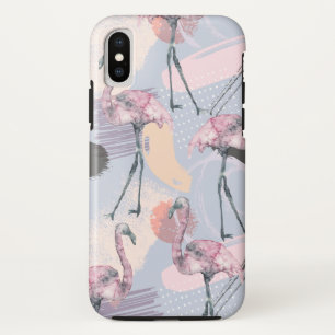 Abstract and Flamingo Pattern iPhone XS Case